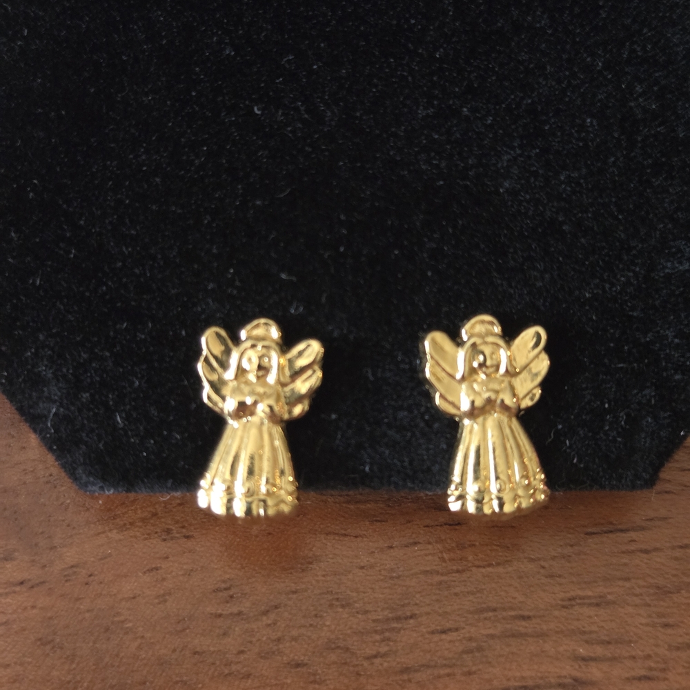 Vtg Avon Golden Angel Clip-on Earrings